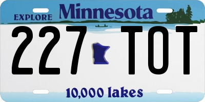 MN license plate 227TOT