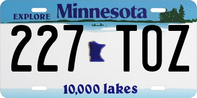 MN license plate 227TOZ