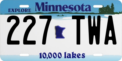 MN license plate 227TWA