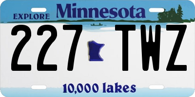 MN license plate 227TWZ