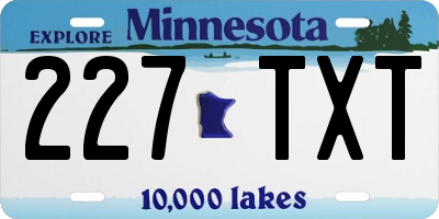 MN license plate 227TXT