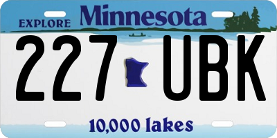 MN license plate 227UBK