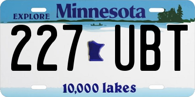 MN license plate 227UBT