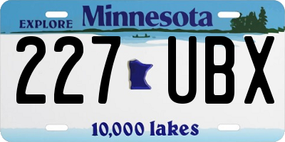 MN license plate 227UBX