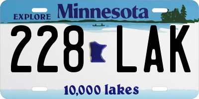 MN license plate 228LAK