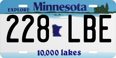 MN license plate 228LBE