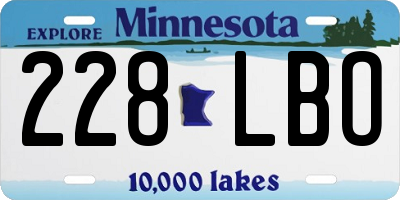 MN license plate 228LBO