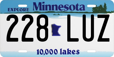 MN license plate 228LUZ