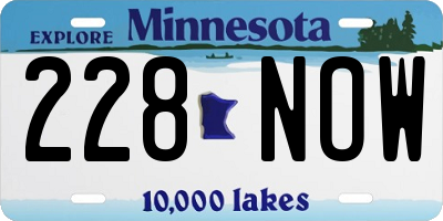 MN license plate 228NOW