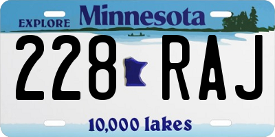 MN license plate 228RAJ