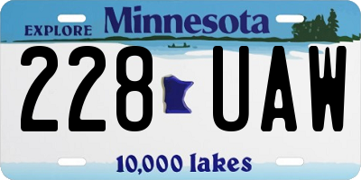 MN license plate 228UAW