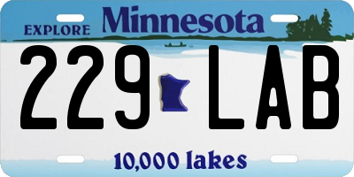 MN license plate 229LAB