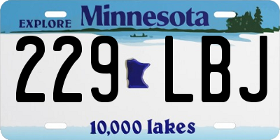 MN license plate 229LBJ