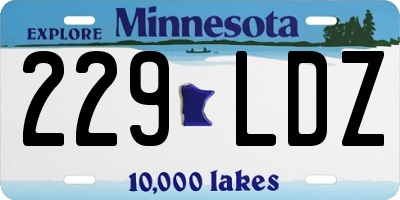 MN license plate 229LDZ