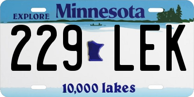 MN license plate 229LEK