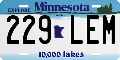 MN license plate 229LEM