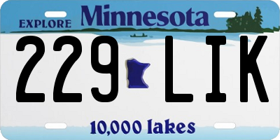 MN license plate 229LIK