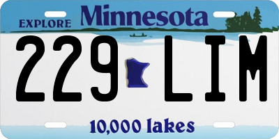 MN license plate 229LIM