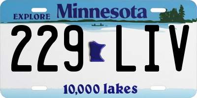 MN license plate 229LIV