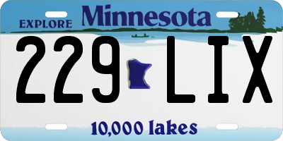 MN license plate 229LIX