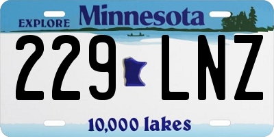 MN license plate 229LNZ