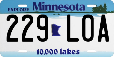 MN license plate 229LOA
