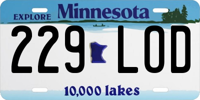 MN license plate 229LOD