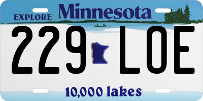 MN license plate 229LOE