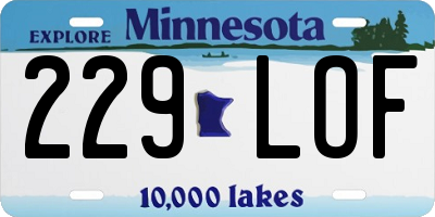 MN license plate 229LOF