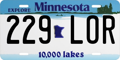 MN license plate 229LOR
