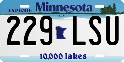 MN license plate 229LSU