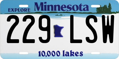 MN license plate 229LSW