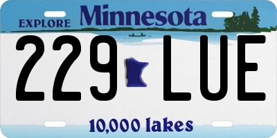 MN license plate 229LUE