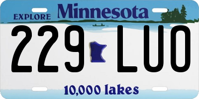 MN license plate 229LUO