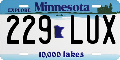 MN license plate 229LUX