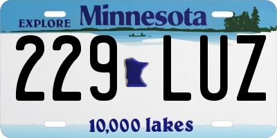 MN license plate 229LUZ