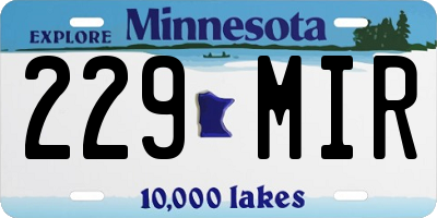 MN license plate 229MIR