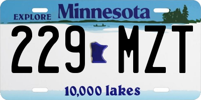 MN license plate 229MZT