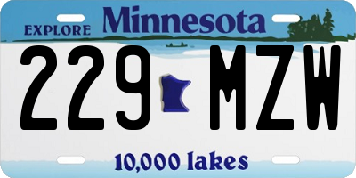 MN license plate 229MZW