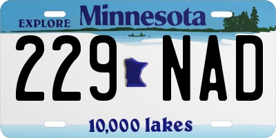 MN license plate 229NAD