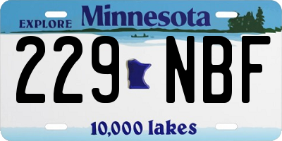 MN license plate 229NBF