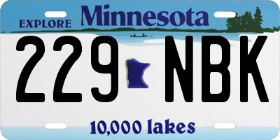MN license plate 229NBK