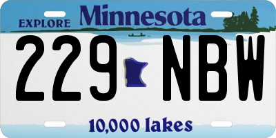 MN license plate 229NBW