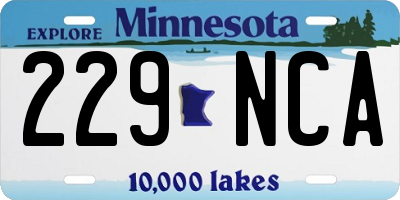 MN license plate 229NCA