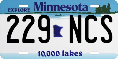 MN license plate 229NCS