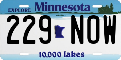 MN license plate 229NOW