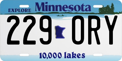 MN license plate 229ORY