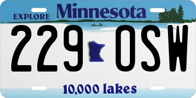 MN license plate 229OSW