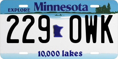 MN license plate 229OWK