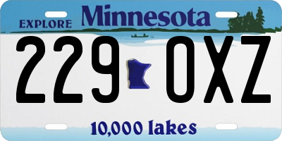 MN license plate 229OXZ